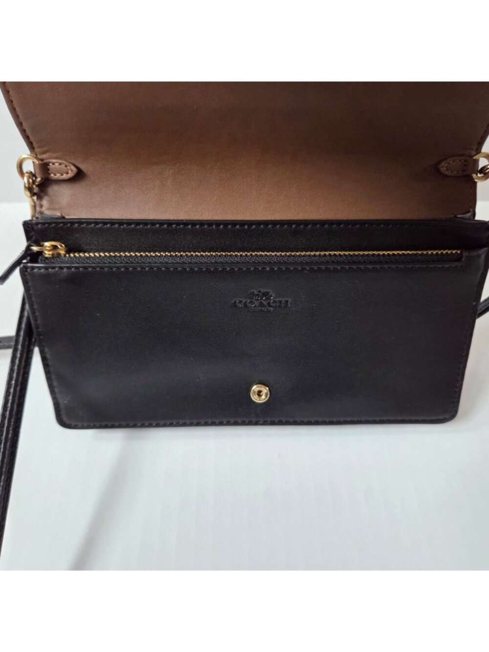 Coach Anna Foldover Clutch Crossbody Brown Signature Canvas & Leather Purse - Picture 15 of 16